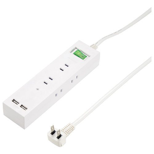 ヤザワ H6BK8122UWH ホワイト 3方向から挿せる6個口USBタップ 上挿し2・横挿し4 2m H6BK8122UWH