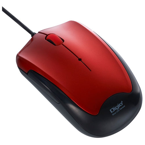ナカバヤシ MUS-UKT124R レッド USB 有線静音3ボタンBlueLEDマウス MUSUKT124R