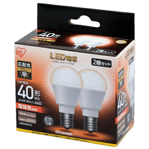 アイリスオーヤマ Iris Ohyama LDA4L-G-E17-4T52P LED電球 電球色 E17口金 40W形相当 440lm LDA4LGE174T52