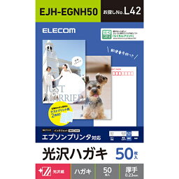 エレコム(ELECOM) EJH-EGNH50 ハガキ用紙 光沢 厚手 エプソン用 50枚