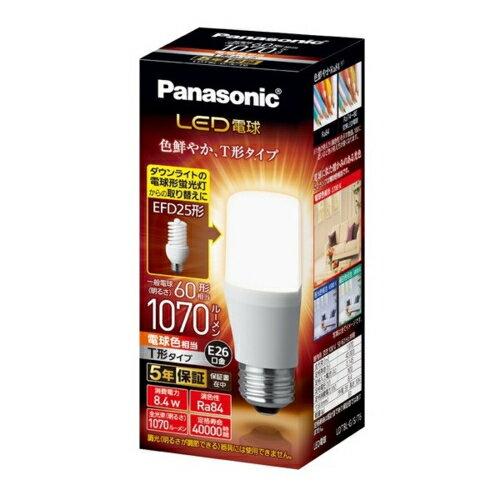 General Light Bulbs - パナソニック Panasonic LDT8LGST6 LED電球 T形タイプ 電球色 E26口金 60W形相当 1070lm LDT8LGST6