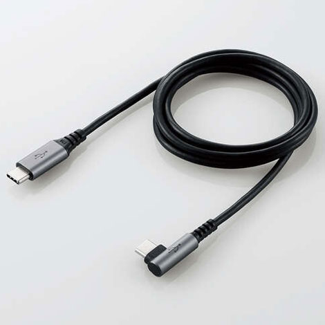 エレコム ELECOM U2C-CCL10NBK(ブラック) USB2.0ケーブル 認証品 C-C L型コネクタ 1m U2CCCL10NBK