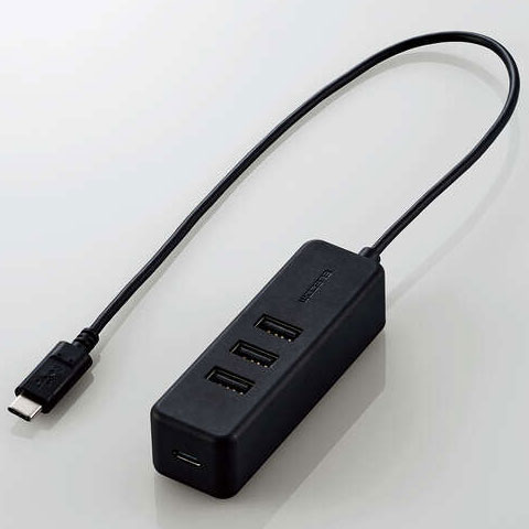 쥳 ELECOM U2HC-T431PBK(֥å) PDб USB Type-C HUB(USB2.0) 30cm U2HCT431PBK