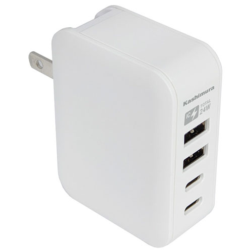 カシムラ Kashimura AC-037-WH ホワイト AC-2C/2A 4P 4.8A AC充電器 AC037