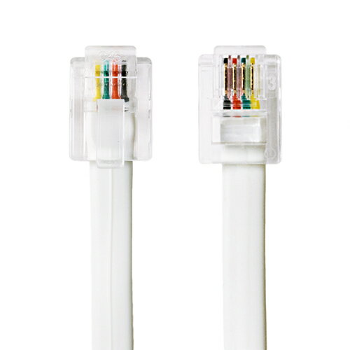 ミヨシ DC-402-WH(ホワイト) 電話機コード スタンダード 6極4芯/2芯 タイプ 2m DC402WH