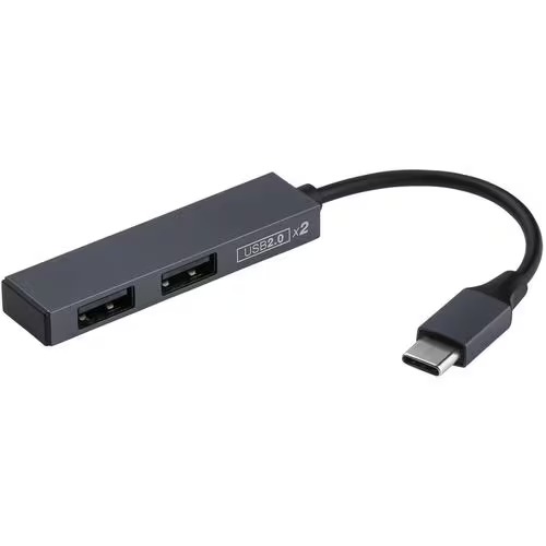 ナカバヤシ UH-C2562GY(グレー) USB2.0 Type-C 2ポート変換ハブ UHC2562GY