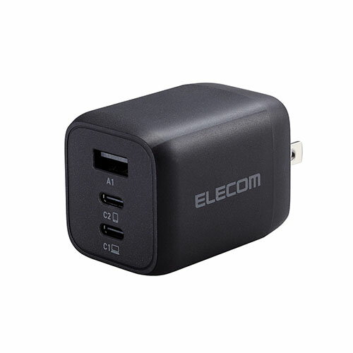 エレコム ELECOM ACDC-PD4465BK(ブラック) USB Power Delivery 65W キューブAC充電器(C×2+A×1) ACDCPD4465BK