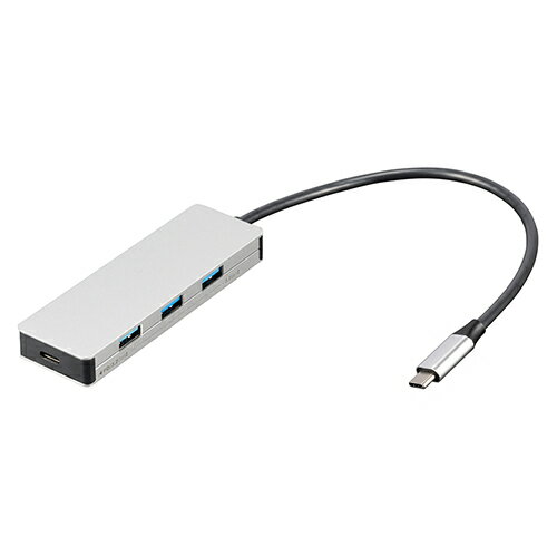 ナカバヤシ UH-C3334-SL(シルバー) PD対応USB3.2Gen2 4ポート変換アルミハブ STIXシリーズ UHC3334SL