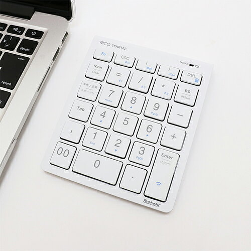 イーベストPC・家電館のミヨシ TENBT02-WH ホワイト Bluetooth5.0対応 ワイヤレステンキー TENBT02WH｜アングル2