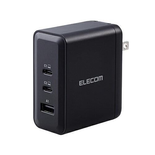 쥳 ELECOM ACDC-PD65100-BK(֥å) USB Type-C Ŵ 100W PD PPSб(C2+A1) ACDCPD65100BK