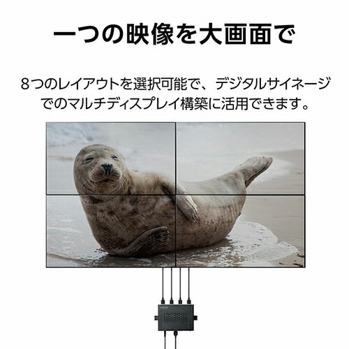 エレコム ELECOM VSP-VWCHD14-BK 黒 4画面 ビデオウォールコントローラー 4K 60Hz 画面回転可能 VSPVWCHD14BK