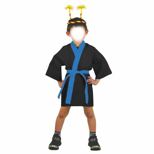 アーテック カラー不織布ハッピ 子供用 S 黒 青襟 3186 運動会 発表会 応援 応援団 チーム ダンス 装飾 衣装 法被 半纏 エイサー よさこい お祭り 祭