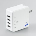 ヤザワ VF54A4U(ホワイト) 国内海外兼用4USB5.4Aアダプター