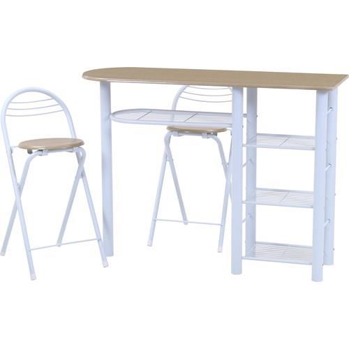 不二貿易 【組立品】 カウンターテーブルチェアセット3点WH 95246 19362