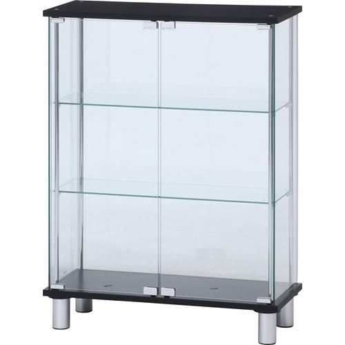 不二貿易 【組立品】ガラスディスプレイケース3段 ワイド BK 99486