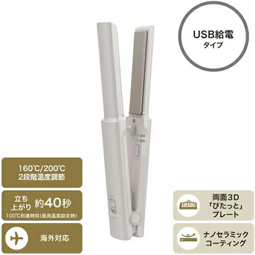 テスコム TESCOM TS310A-C パールグレージュ USB モバイル ヘアアイロン TS310AC