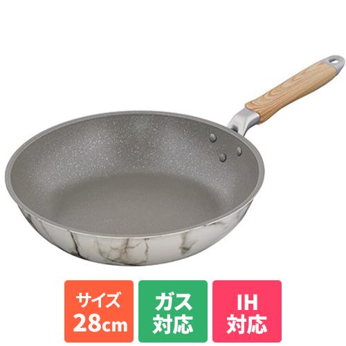↑↑↑正確な在庫状況は上記バナー「在庫状況を確認する」をクリックして頂き、必ずご確認ください。&nbsp;&nbsp;■表面は高度な技術で上品な大理石模様。■内面は耐摩耗性試験100万回クリアのシルバーマーブル。■木目ハンドルはシリコーン塗装なので握りやすい。NX123素材・材質：素材・材質：本体/アルミニウム合金、はり底/ステンレス鋼(クロム16%)、ハンドル/木転写フェノール樹脂・ナイロン、表面加工/(内面)ふっ素樹脂塗膜加工、(外面)耐熱シミュレーション大理石焼付け3種塗装原産国：中国サイズ：幅47.6×奥行29.3×高さ11cm重量：760gマーブルキッチンのIHフライパンシリーズ