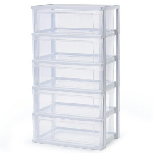 アイリスオーヤマ Iris Ohyama NSW-545 ホワイト/クリア ワイドチェスト NSW545