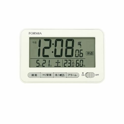 クレファー HT-041RC ホワイト フォルミア 電波目覚まし時計 温度 湿度