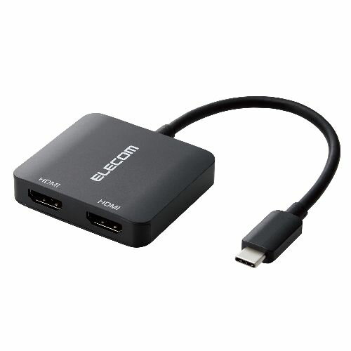Rakuten - エレコム(ELECOM) AD-CHDMI2BK2 ブラック USB Type-C-HDMI 変換 USB-C プラグ to HDMIポート×2 12cm 4K 60Hz 3画面表示