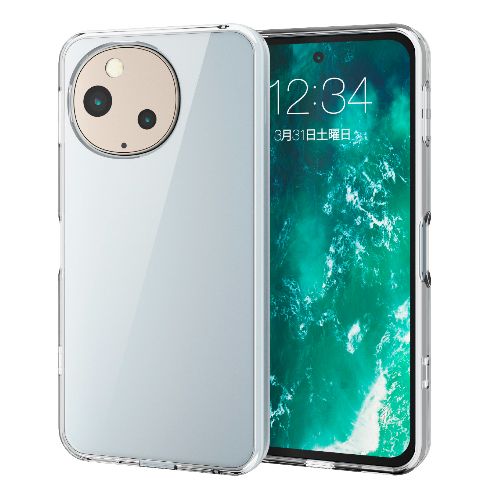 ELECOM ELECOM PM-S244HVCKCR 클리어 AQUOS sense9 SH-53E용 케이스 하이브리드 충격 흡수 카메라 렌즈 보호 설계 스트랩 홀 부착 극도 설계 PMS244HVCKCR