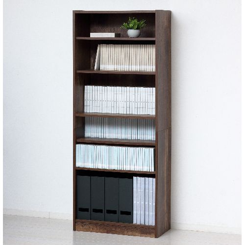 クロシオ 【組立式】25513 らくらく組立 文庫本棚600-1500 ダークブラウン 25513 [2]