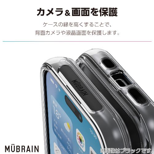 エレコム ELECOM PM-A24CHVAIR2WH ホワイト×クリア iPhone16 Pro ケース ハイブリッド 衝撃吸収 軽量 カメラレンズ保護設計 MUBRAIN PMA24CHVAIR2WH