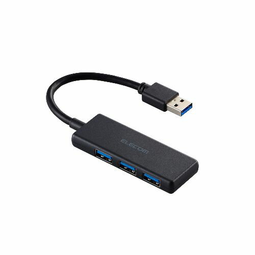 エレコム(ELECOM) U3H-H030BK ブラック USB ハブ USB3.2 Gen1 USB-A×3 バスパワー コンパクト 薄型 ケ..