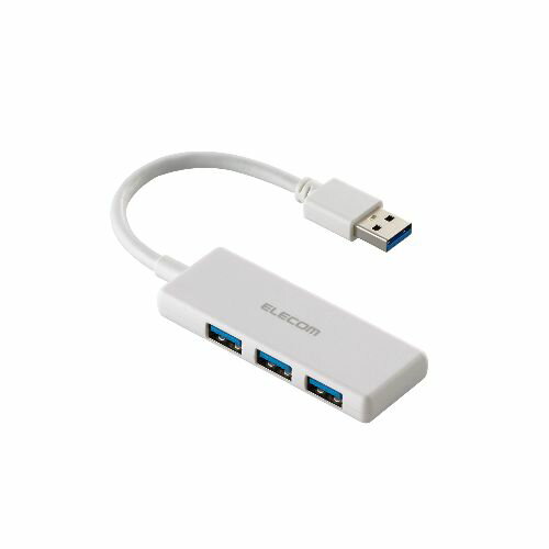 エレコム(ELECOM) U3H-H030WH(ホワイト) USB ハブ USB3.2 Gen1 (USB-A×3) バスパワー コンパクト 薄型 ケーブル長10cm