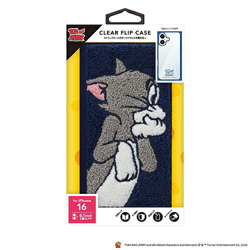 イーベストPC・家電館のPGA PG-W24ACF01TOM トム iPhone 16用 クリアフリップケース トムとジェリー PGW24ACF01TOM｜アングル2