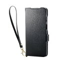 エレコム ELECOM PM-G253PLFY4BK(ブラック) Galaxy A25 5G ケース レザー カバー 手帳型 マグネット フラップ 衝撃吸収 落下防止ハンドストラップ付 PMG253PLFY4BK