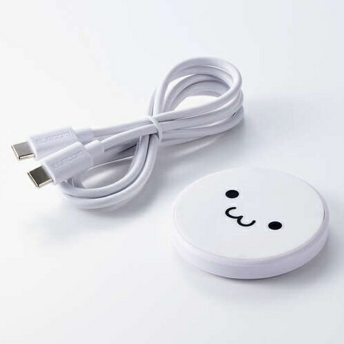 エレコム(ELECOM) W-QA28WF ホワイト しろちゃん ワイヤレス充電器 ケーブル付属 1m スマホ等対応