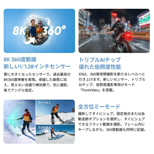 ��Ĺ���ݾ��ա�Insta360 Insta360 X5 ���å��󥷥�륭�å� 8K360�٥�������󥫥�� CINSAAHA-X504 ���������� INSTA360X5