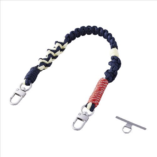 エレコム(ELECOM) P-STHKNNV ネイビー スマホストラップ 編みロープタイプ ハンドストラップ 手首 落下防止 iPhone/Android対応