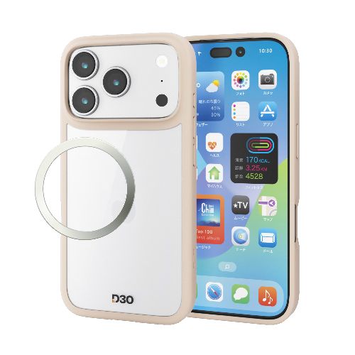 エレコム(ELECOM) PM-A25CD3OFCBE ベージュ iPhone17 Pro ケース ハイブリッド D3O R 超衝撃保護 磁気吸着対応メタルステッカー付