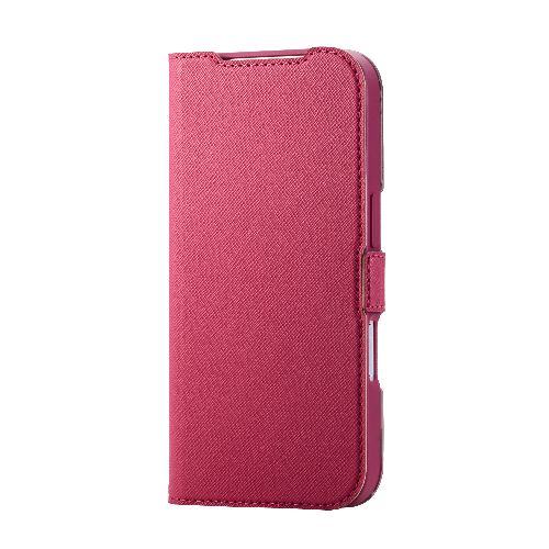 エレコム(ELECOM) PM-A25CPLFUJPND ディープピンク iPhone17 Pro ケース レザー 手帳型 マグネット 衝撃吸収 超軽量 薄型 スタンド機能付 花柄 UltraSlim