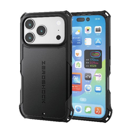 エレコム(ELECOM) PM-A25CZEROBK ブラック iPhone17 Pro ケース ハイブリッド 衝撃吸収 フィルム付 ZEROSHOCK