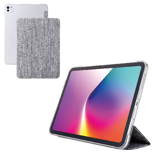 Office Supplies - エレコム(ELECOM) TB-A25PMWVCGY グレー iPad Pro ケース 11インチ M4 ファブリックフラップ 2アングル スタンド 軽量 薄型 背面クリア