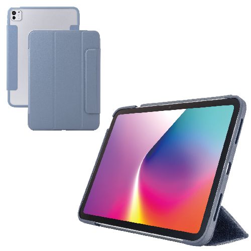 エレコム(ELECOM) TB-A25PMWVFCBG ブルーグレー iPad Pro ケース 11インチ M4 マグネット式フラップ 2アングル スタンド 軽量 薄型 耐衝撃 背面クリア