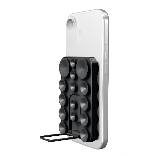 エレコム(ELECOM) P-TKPTSUCS01BK ブラック スマホホルダー 両面吸盤 全機種対応 スタンド機能付 縦横対応 強力固定 動画視聴 壁鏡ガラス貼付 シリコン(2)