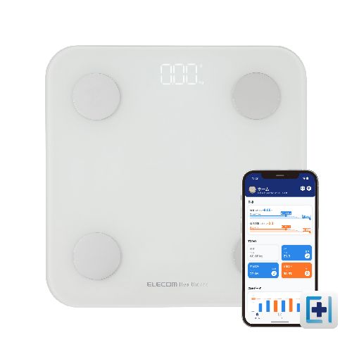 エレコム(ELECOM) HCS-BTWFS01WH ホワイト 体重計 体組成計 Bluetooth/Wi-Fi対応 スマホ連動 13項目測定 体脂肪率 / BMIなど ヘルスメーター(4.0)