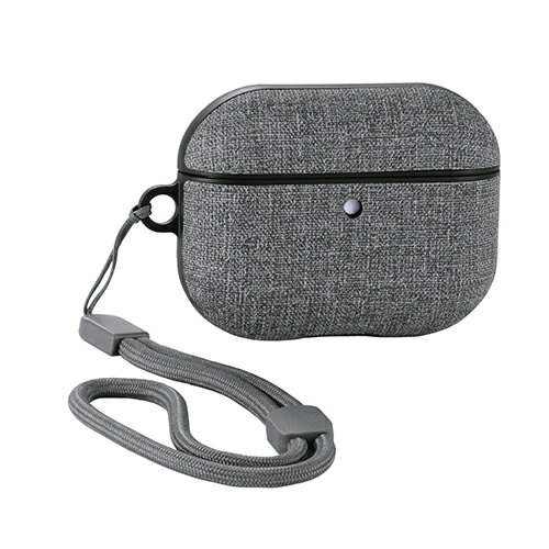 エレコム(ELECOM) AVA-AP07CCGY グレー AirPods Pro 3 ケース MagSafe対応 ファブリック調 TPU 耐衝撃 ストラップ付 落下防止
