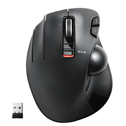 エレコム ELECOM M-XT4DRBK(ブラック) ワイヤレストラックボール 左手・親指操作タイプ 6ボタン Lサイズ MXT4DRBK