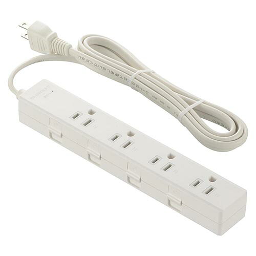 オーム電機(OHM) HS-TKML42-3P25-W 雷ガード付きタップ 4個口 2m 白