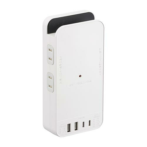 オーム電機(OHM) HS-AK4UW25 フラット壁タップ PD対応30W 4個口 白