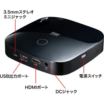 【長期保証付】サンワサプライ PRJ-6(ブラック) モバイルプロジェクター 300lm HD