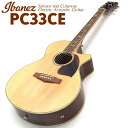 ■Ibanezブランドの中で、リーズナブルかつコストパフォーマンスの高い「PERFORMANCE」シリーズのエレアコ『PC33CE』。表板はスプルース材で明るくバランスのとれたサウンド。また弦長は634mmのミディアムスケールで押弦のしやすく、ボディシェイプは抱えやすいくびれの深いタイプなので、初心者の方や女性の方にも優しい1本です。また、チューナー付きのプリアンプ搭載しており、そのままアンプなどに繋いで出力が可能です。 ■【PC33CE 仕様】 ・表板：スプルース ・裏板/側板：サペリ ・ネック：ナトー ・指板/ブリッジ：ローレル ・ペグ：オープンギア/クローム ・プリアンプ：Ibanez AEQ-2T preamp w/Onboard tuner ・弦長：634mm ・ボディ長：約490mm ・最大ボディ幅：約380mm ・最大ボディ厚：約110mm ・ナット部指板幅：43mm ※詳細な仕様は予告なく変更となる場合がござます。 また色味や杢目は個体ごとに異なりますのでご了承くださいませ。