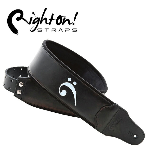 【在庫あります！】RightOn Straps ライトオン ストラップ FAKEY BLACK ブラック【ギター】【ベース】 【へ音記号】