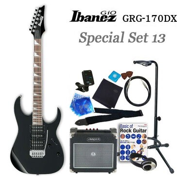 エレキギター初心者 Gio Ibanez アイバニーズGRG170DX BKN 入門セット15点【エレキギター初心者】