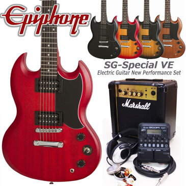 Epiphone エピフォン SG-Special VE エレキギター 初心者セット18点 Marshallアンプ・ZOOM G1Four付き【エレキギター初心者】